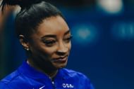 Simone Biles of the United States during the Women's Balance Beam Final in Paris, France. (Photo by Getty Images)